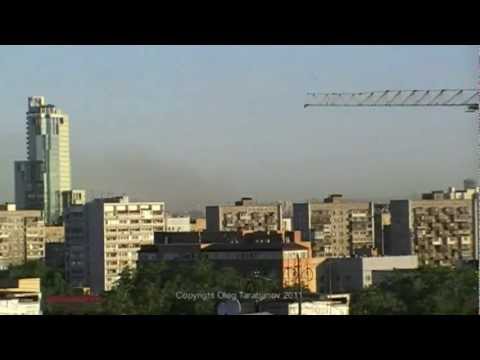 Red UFO during fire in Moscow on June 07 2011 at 06 45